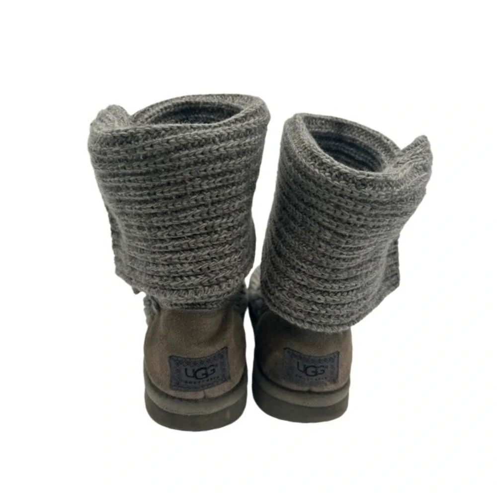 UGG Australia Cardy Knit Boots Gray Wool Blend Button‎ Up Booties Womens Size 5